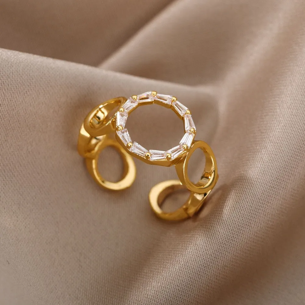 Lotus Rings For Women Vintage Gothic Stainless Steel Flora  Couple Ring
