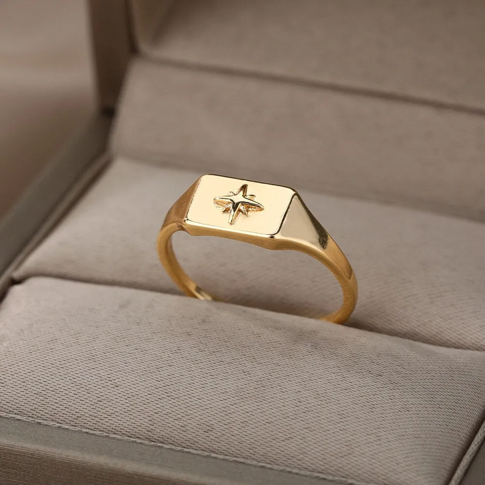 Lotus Rings For Women Vintage Gothic Stainless Steel Flora  Couple Ring