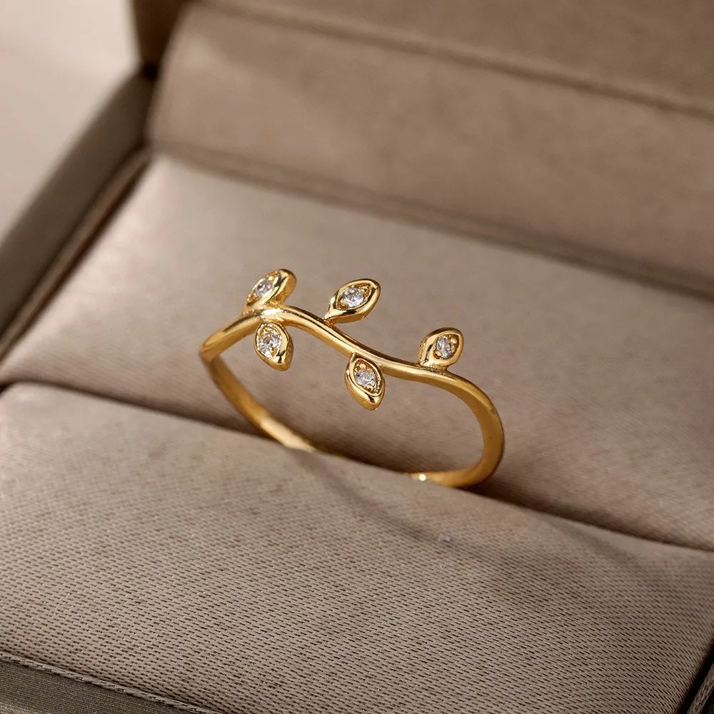 Lotus Rings For Women Vintage Gothic Stainless Steel Flora  Couple Ring