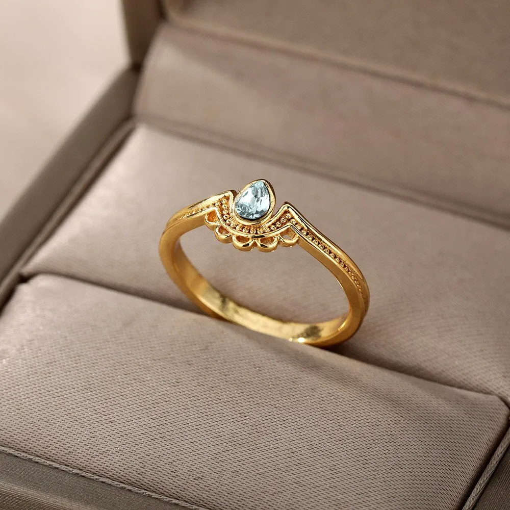 Lotus Rings For Women Vintage Gothic Stainless Steel Flora  Couple Ring
