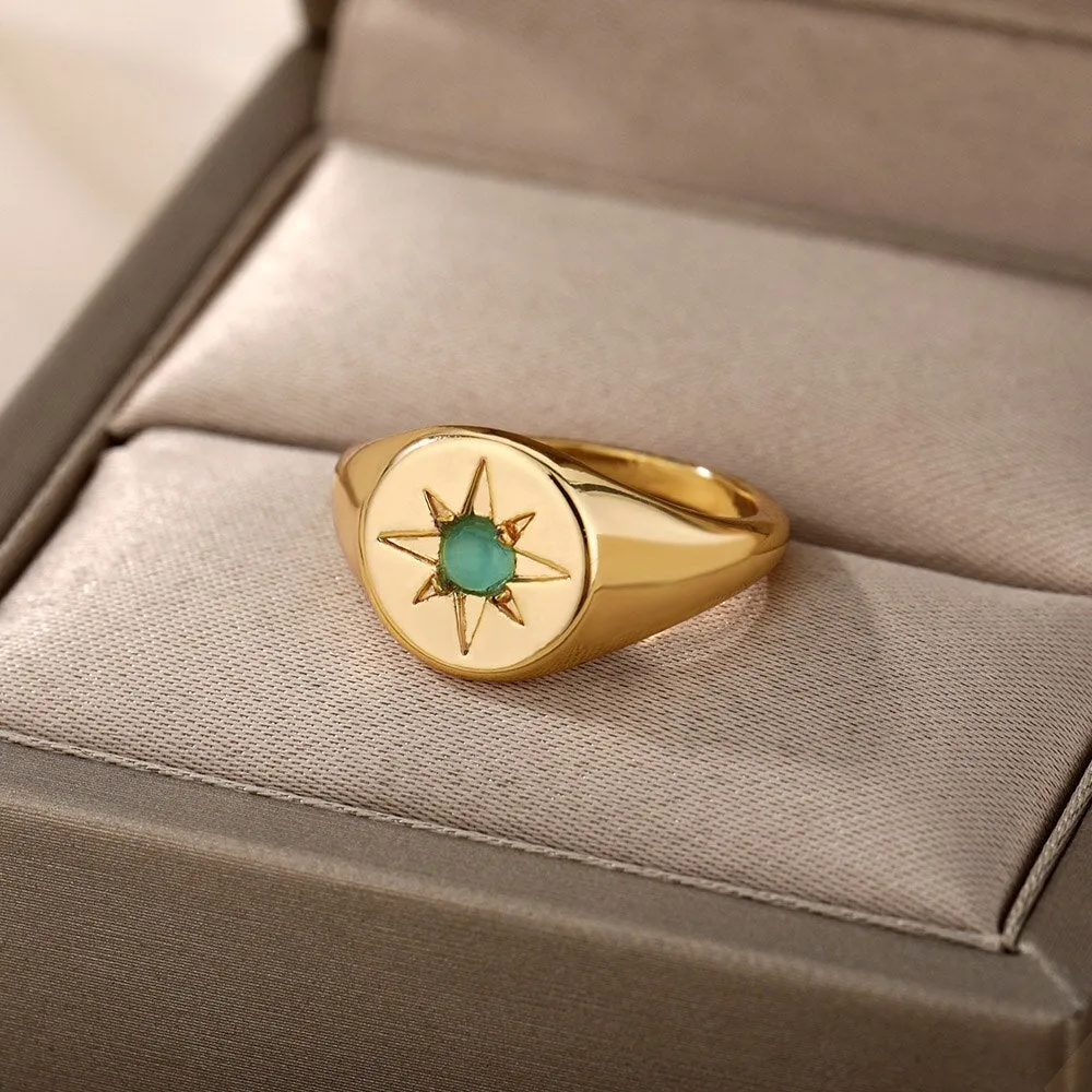 Lotus Rings For Women Vintage Gothic Stainless Steel Flora  Couple Ring