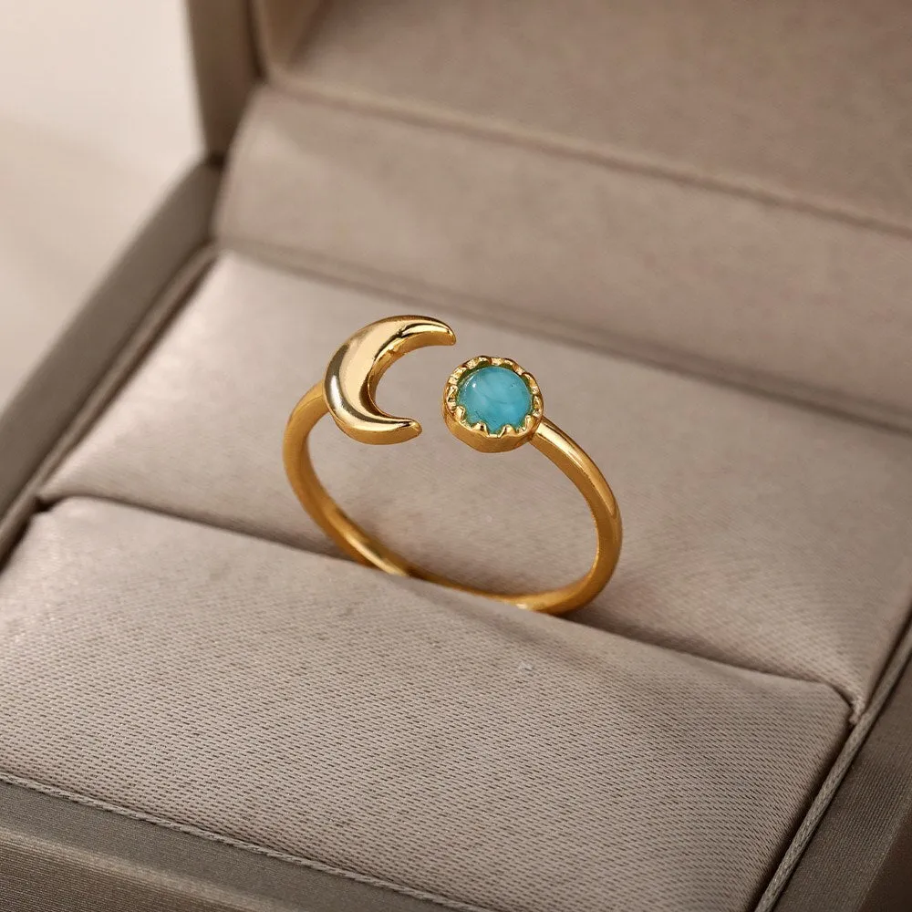 Lotus Rings For Women Vintage Gothic Stainless Steel Flora  Couple Ring