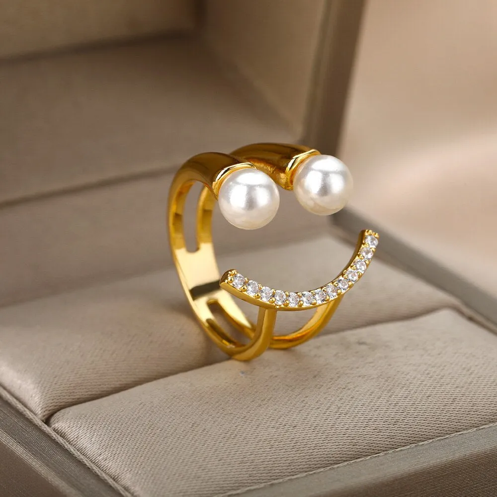 Lotus Rings For Women Vintage Gothic Stainless Steel Flora  Couple Ring