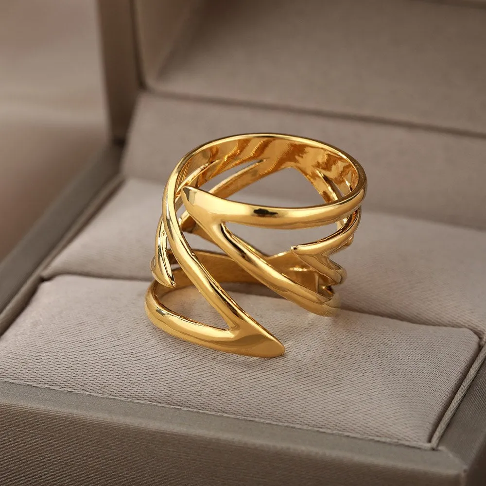 Lotus Rings For Women Vintage Gothic Stainless Steel Flora  Couple Ring