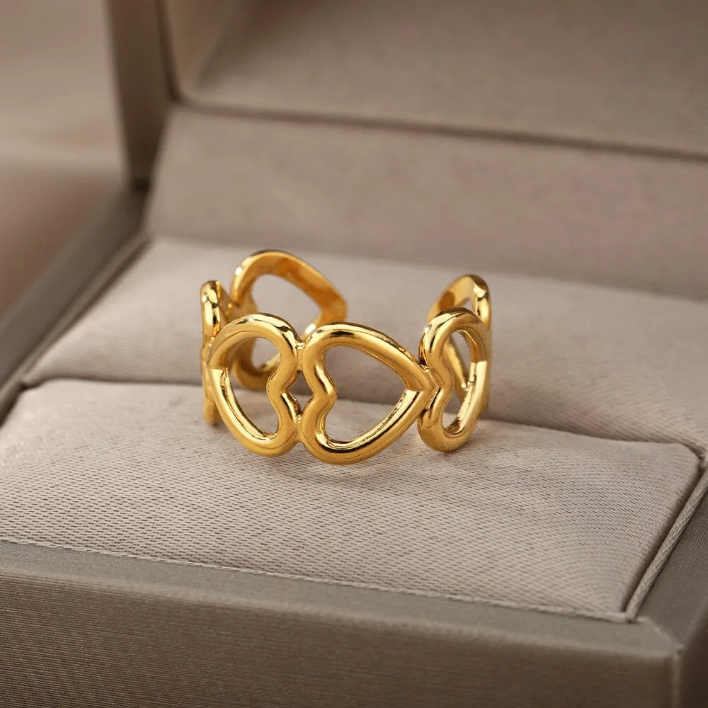 Lotus Rings For Women Vintage Gothic Stainless Steel Flora  Couple Ring