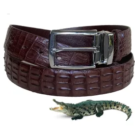 Luxury Dark Brown Alligator HornBack Leather Belt For Men - Pin Buckle | BEHO33-PIN
