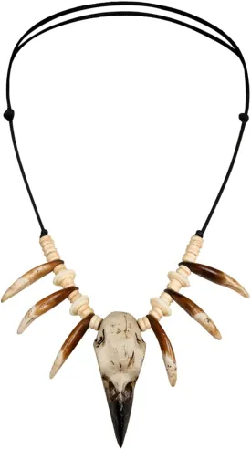 L'VOW Viking Raven Skull Necklace Bone Tooth Necklace Savage Barbarian Halloween Cosplay