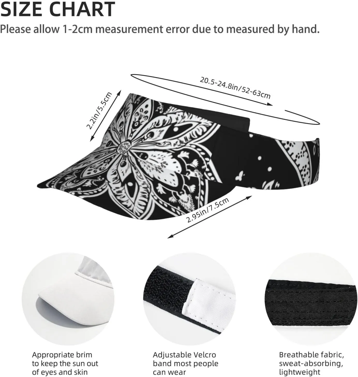 Marble Sports Sun Visor for Women Men, Adjustable Sun Hat Cap Tennis Visor for Beach Pool Golf Outdoor Travel