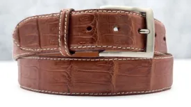 Matte Caiman Tail Belt: Cognac