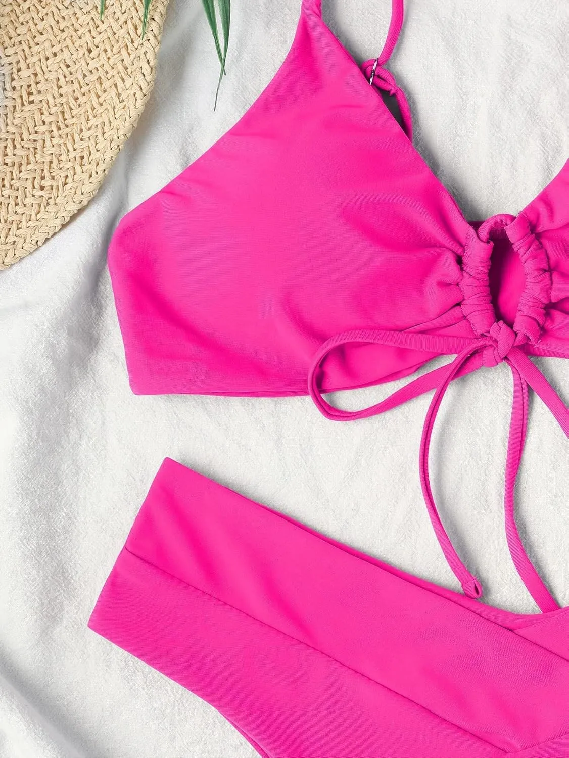 Meetall Women's High Cut String Triangle Bikini Set Swimsuits Sexy Bathing Suits 2 Piece