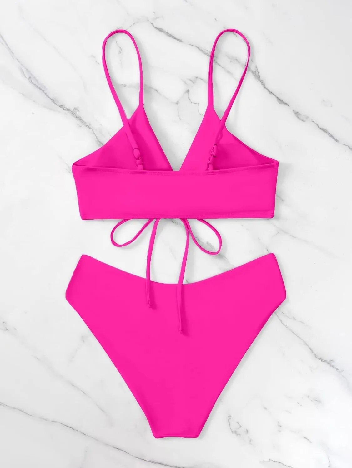 Meetall Women's High Cut String Triangle Bikini Set Swimsuits Sexy Bathing Suits 2 Piece