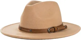Mens Wide Brim Big Wool Fedora Hat for Women with Leather Gentleman Elegant Lady Jazz Church Panama Hat