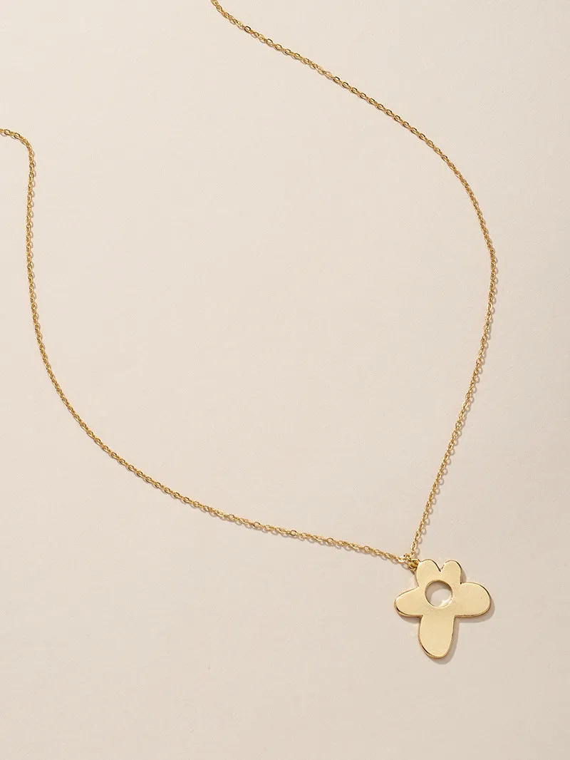 Metallic Floral Pendant Choker Necklace - Stylish European Design