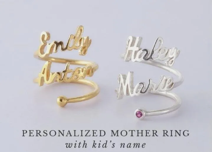 Mother and Kid Name Rings - Customize Rings