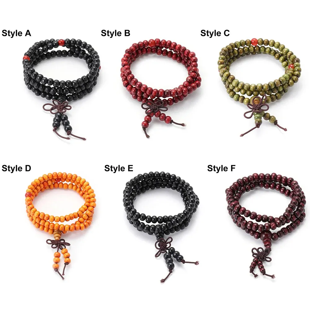 New Religion Buddhist Women Men Prayer Beads Wood Bead Bangle Copper Coin Buddha Bracelet