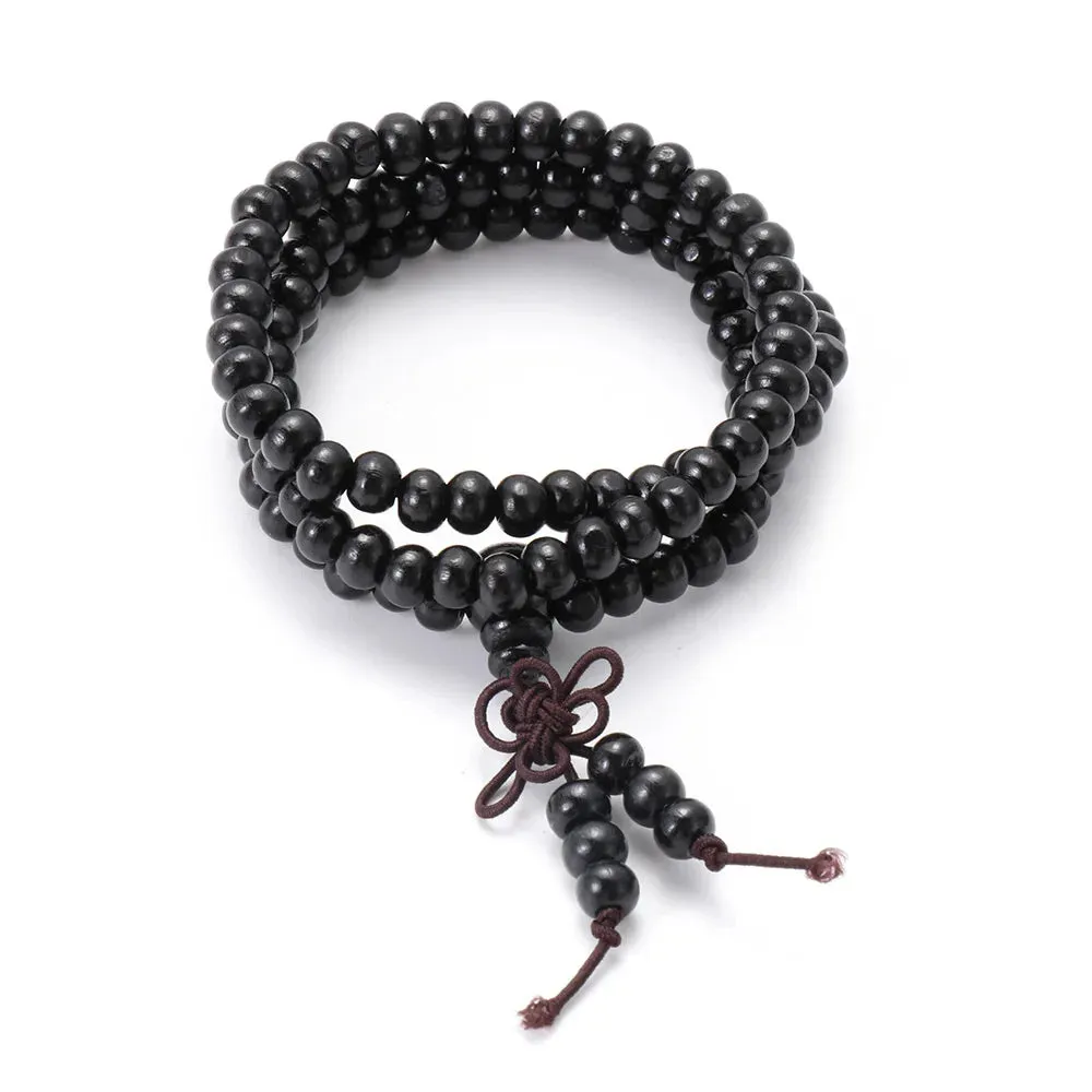 New Religion Buddhist Women Men Prayer Beads Wood Bead Bangle Copper Coin Buddha Bracelet