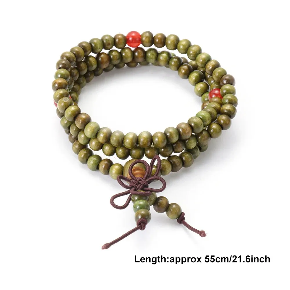 New Religion Buddhist Women Men Prayer Beads Wood Bead Bangle Copper Coin Buddha Bracelet