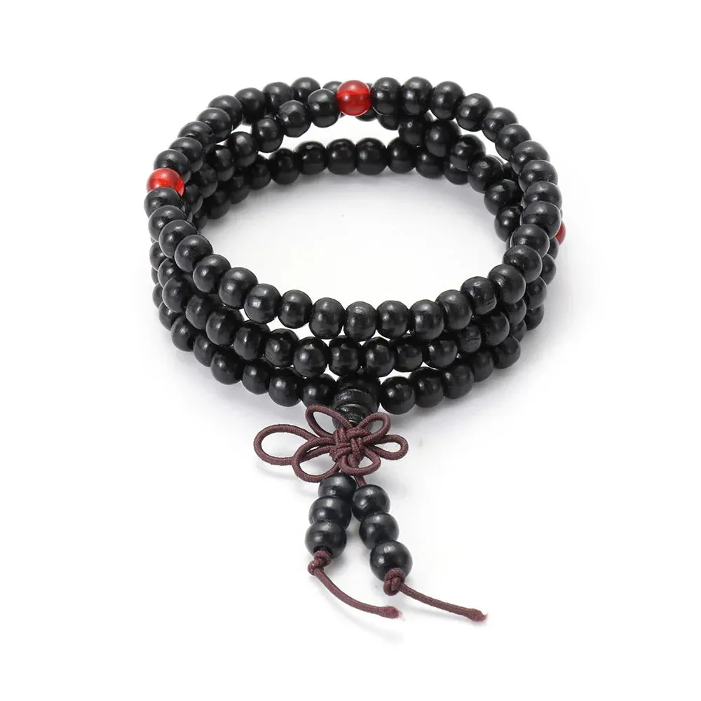 New Religion Buddhist Women Men Prayer Beads Wood Bead Bangle Copper Coin Buddha Bracelet