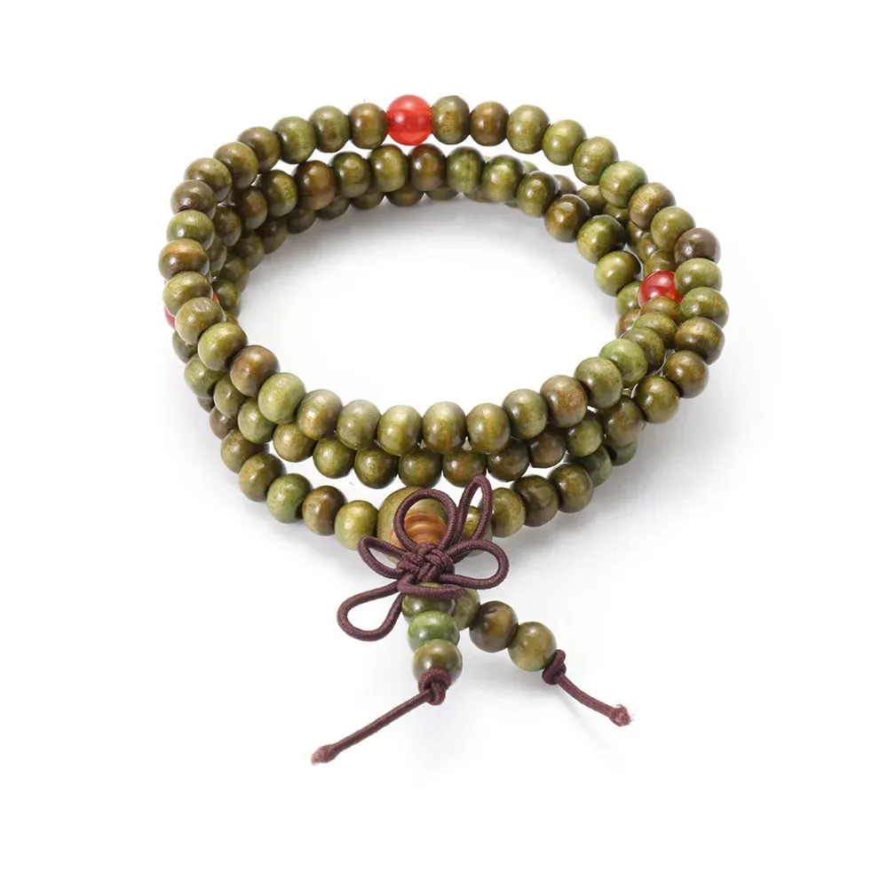 New Religion Buddhist Women Men Prayer Beads Wood Bead Bangle Copper Coin Buddha Bracelet