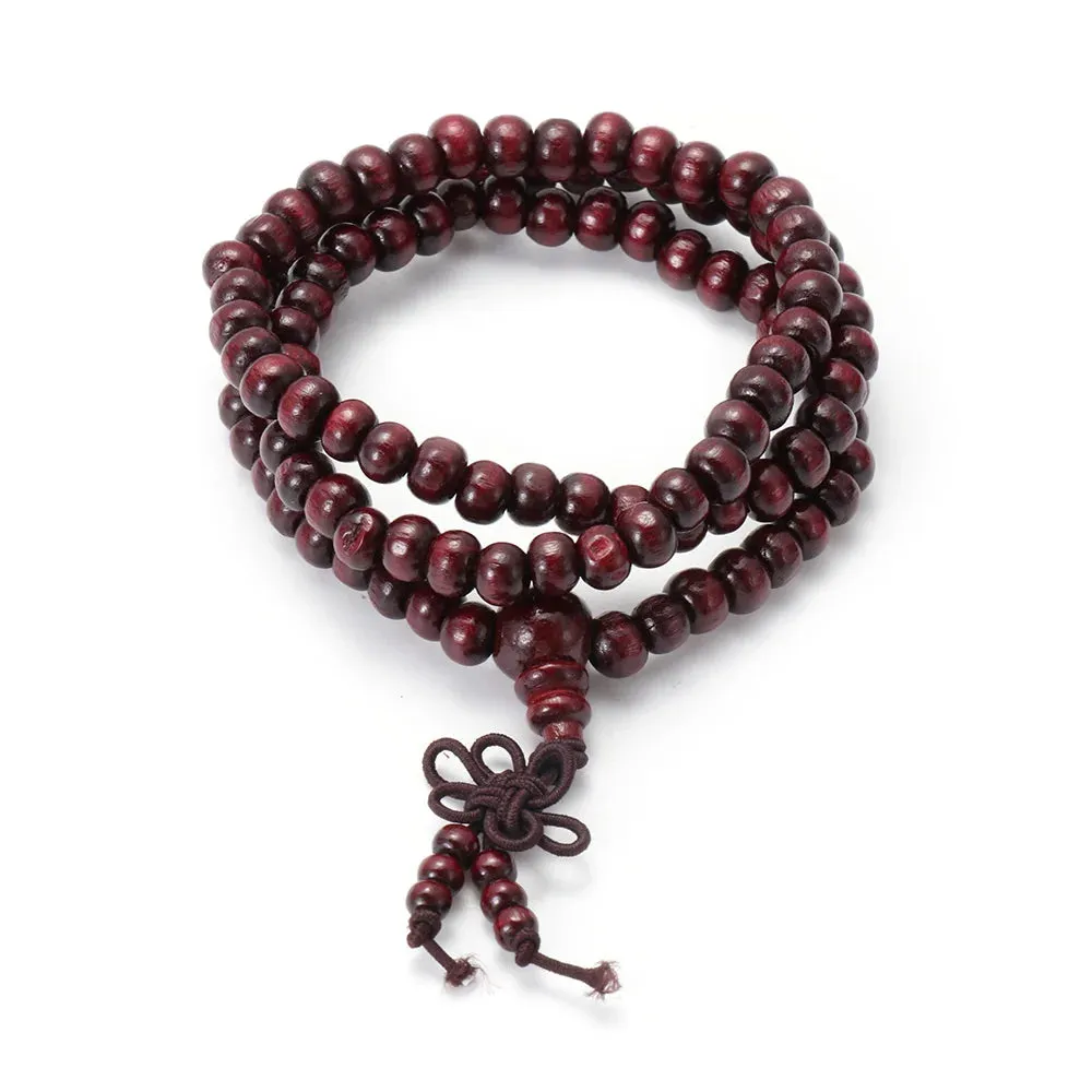 New Religion Buddhist Women Men Prayer Beads Wood Bead Bangle Copper Coin Buddha Bracelet
