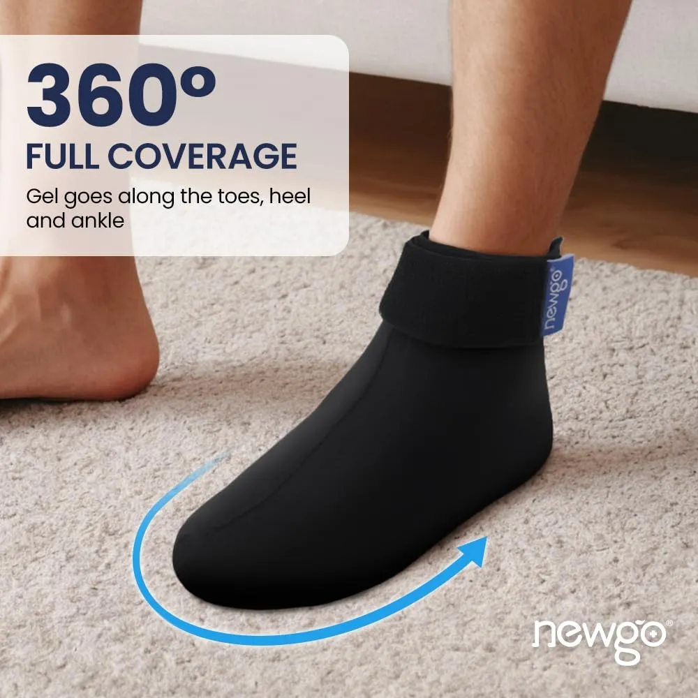 NEWGO Gel Ice Sock for Ankle & Foot Pain Relief - Cold Therapy Wrap for Swelling, Sprains, Plantar Fasciitis, Achilles Tendonitis & Gout - Reusable Cooling Sock for Hot Feet (1 Pack)