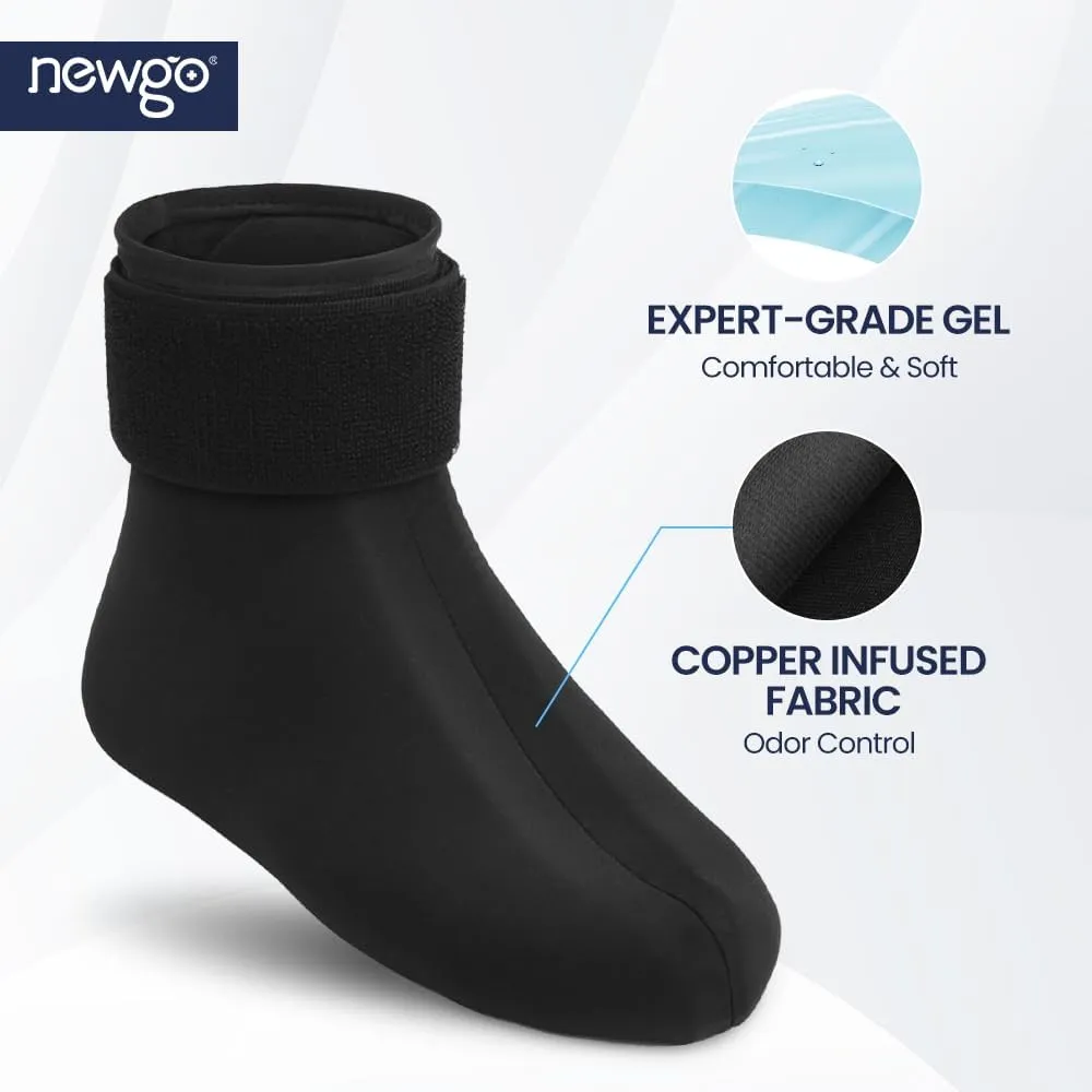 NEWGO Gel Ice Sock for Ankle & Foot Pain Relief - Cold Therapy Wrap for Swelling, Sprains, Plantar Fasciitis, Achilles Tendonitis & Gout - Reusable Cooling Sock for Hot Feet (1 Pack)