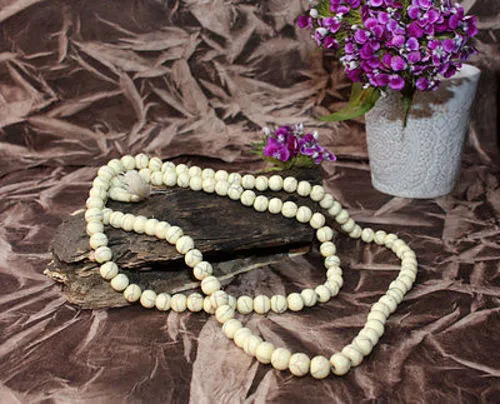 Off White Resin 108 Beads Buddhist  Meditation Mala Necklace