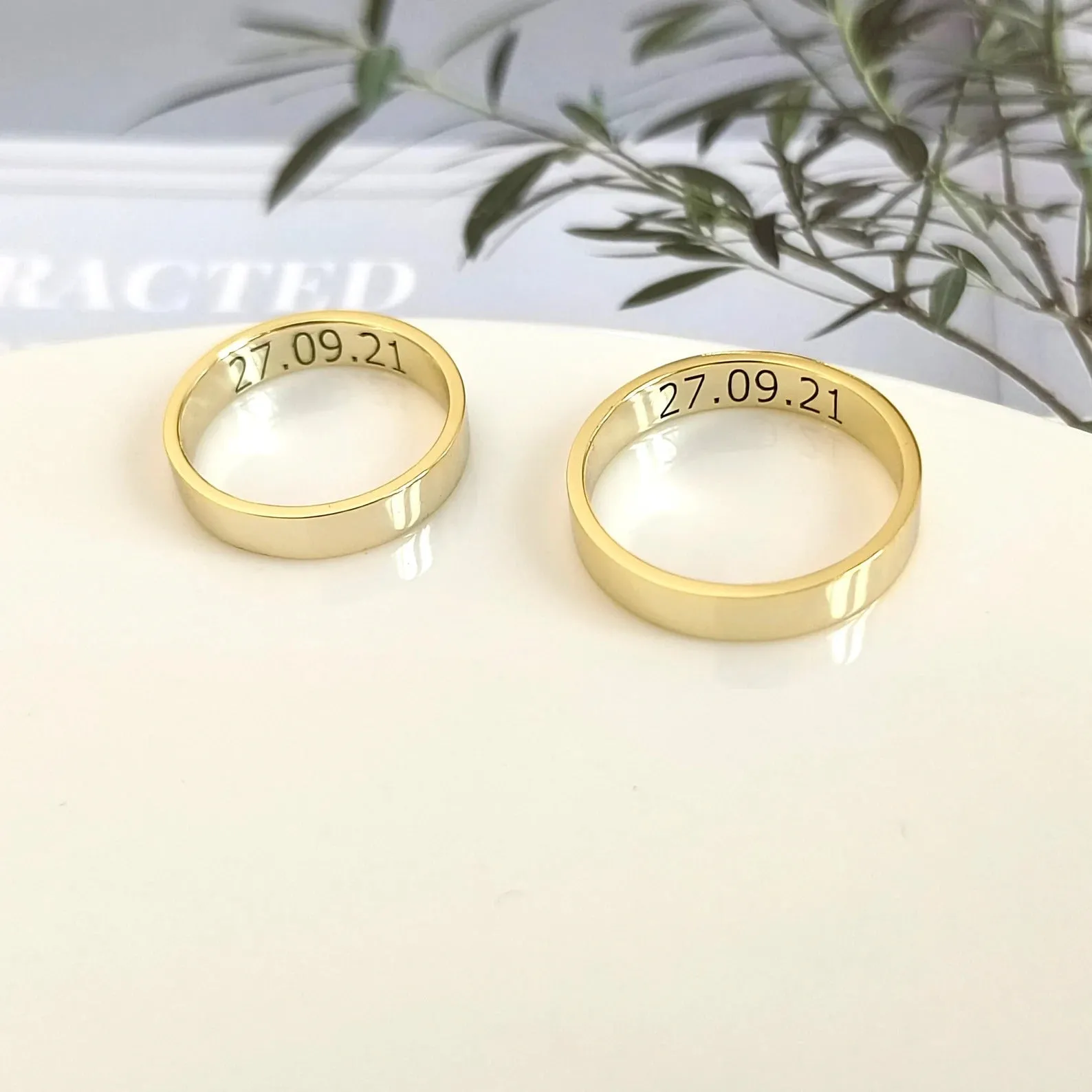 Personalized Text Engraved Couple Ring Set