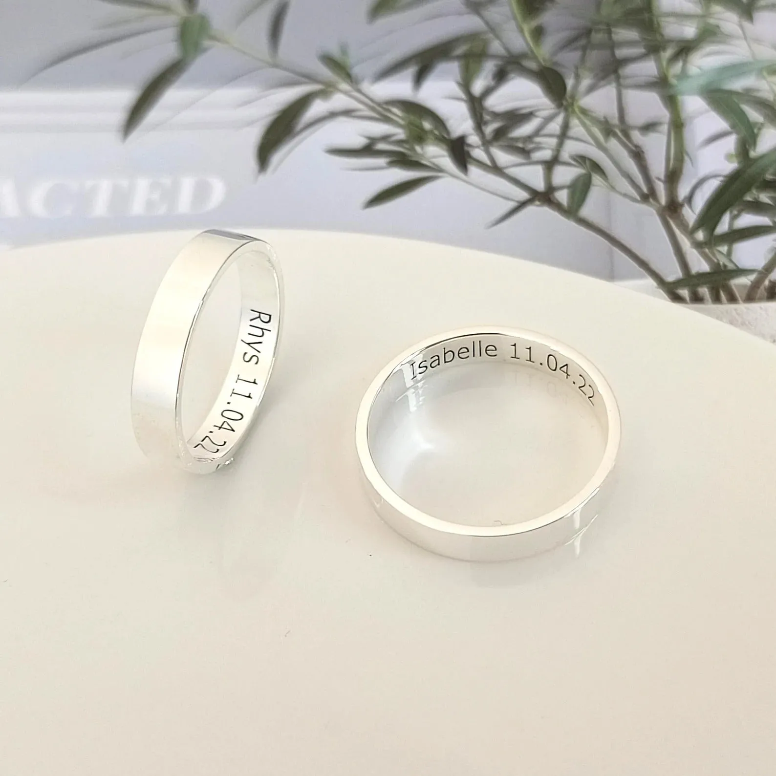 Personalized Text Engraved Couple Ring Set