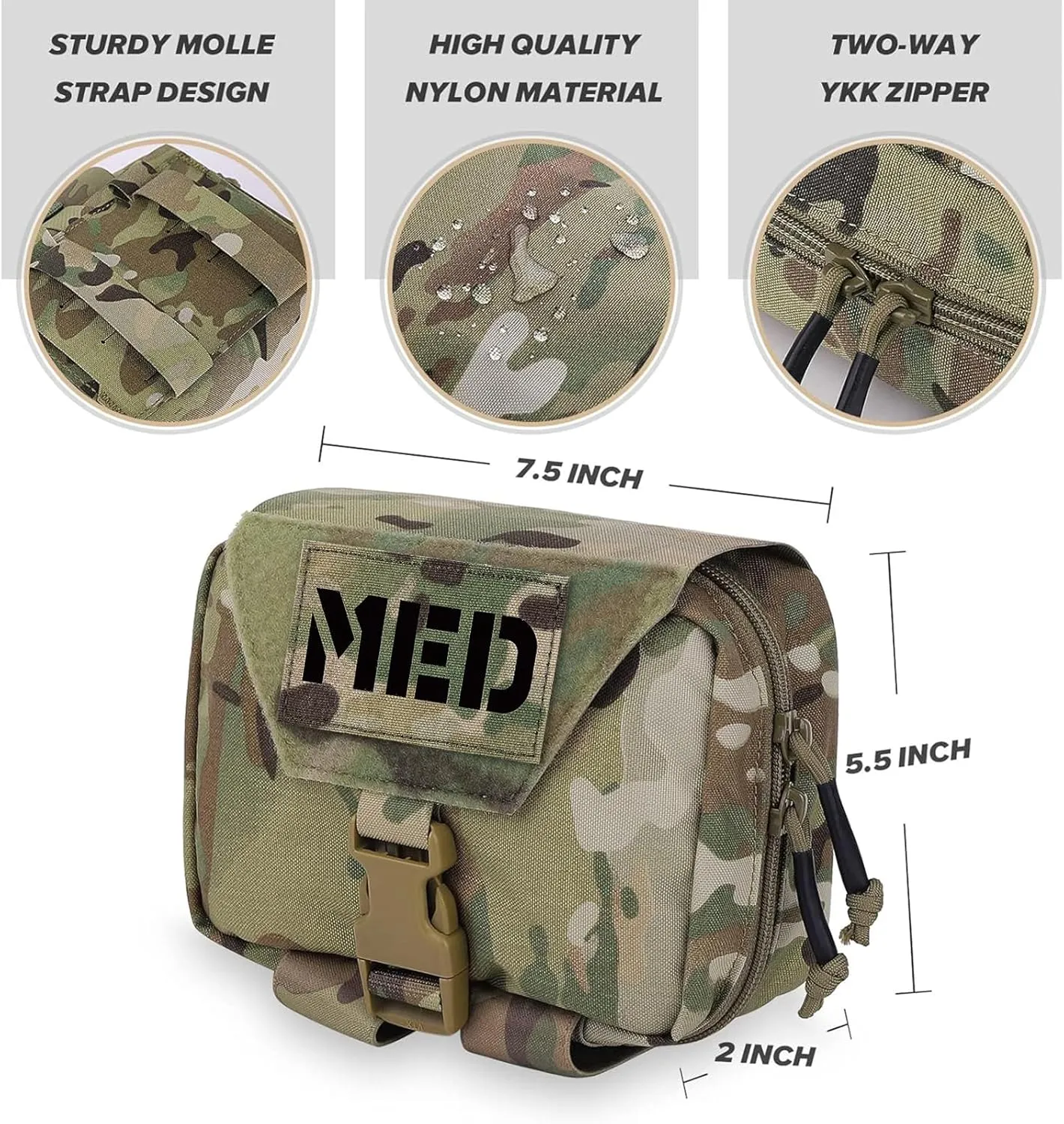 PETAC GEAR Tactical Rip Away Medical Pouch Tear Off First Aid IFAK Pouch Molle & Belt Horizontal Outdoor Emergency Survival Bag 