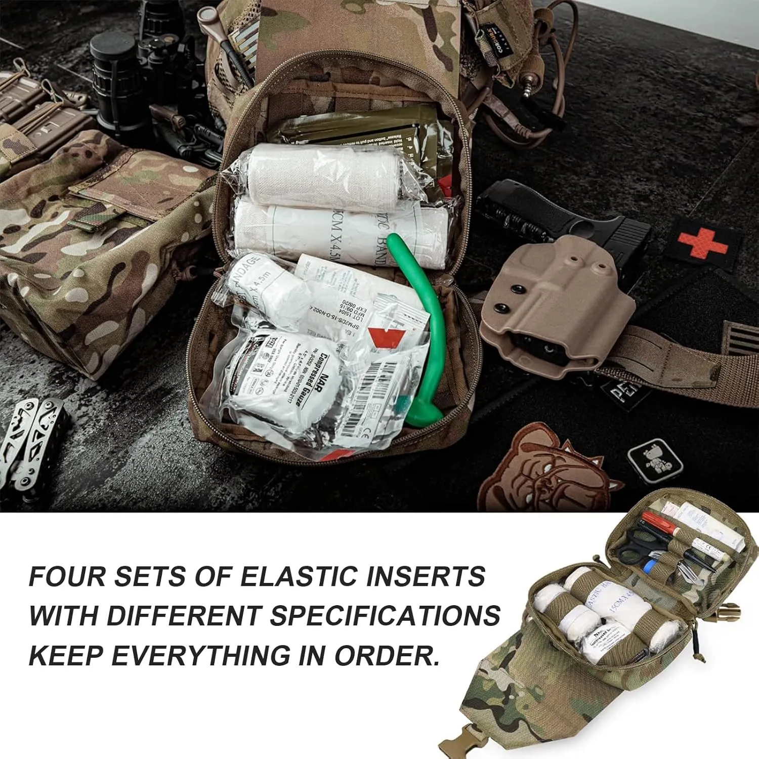 PETAC GEAR Tactical Rip Away Medical Pouch Tear Off First Aid IFAK Pouch Molle & Belt Horizontal Outdoor Emergency Survival Bag 