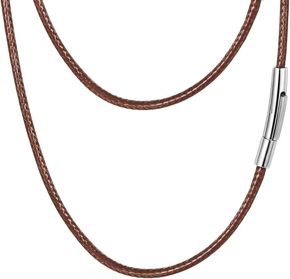 PROSTEEL Waterproof Leather Necklace Cord for Men, 2MM/3MM, 16??-30??, with Stainless Steel Clasp, DIY Chain for Pendant, Come with Box