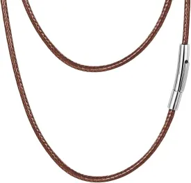 PROSTEEL Waterproof Leather Necklace Cord for Men, 2MM/3MM, 16??-30??, with Stainless Steel Clasp, DIY Chain for Pendant, Come with Box