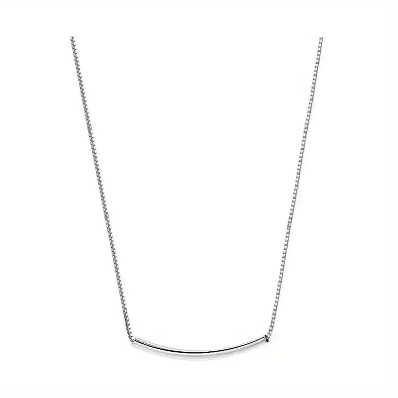 Silver Long Bar Snake Chain Necklace