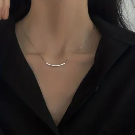 Silver Long Bar Snake Chain Necklace