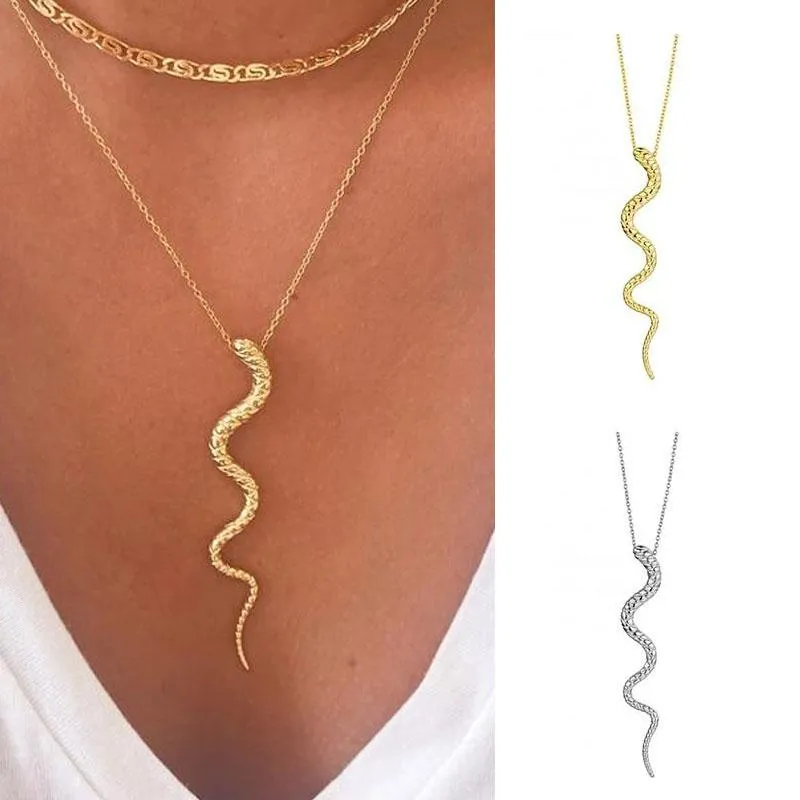 Snake Shaped Clavicle Necklace for Women Pendant Necklace