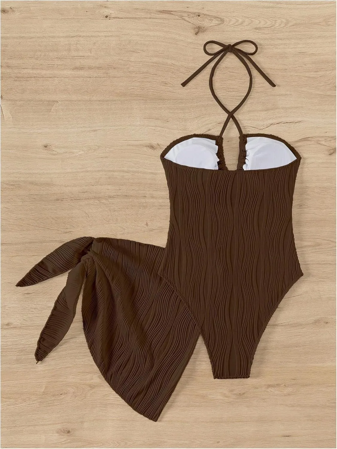 SOLY HUX Women's One Piece Swimsuit Criss Cross Halter Cut Out Bathing Suit with Cover Up