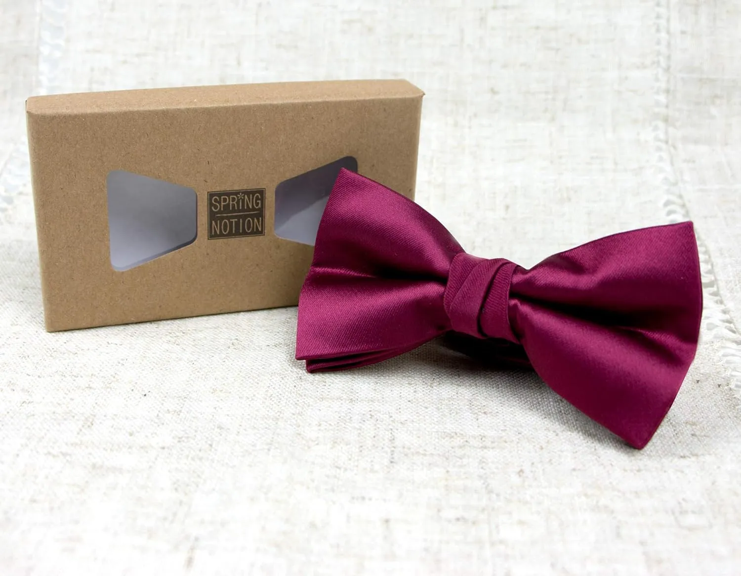Spring Notion Men's Solid Color Satin Microfiber Bow Tie