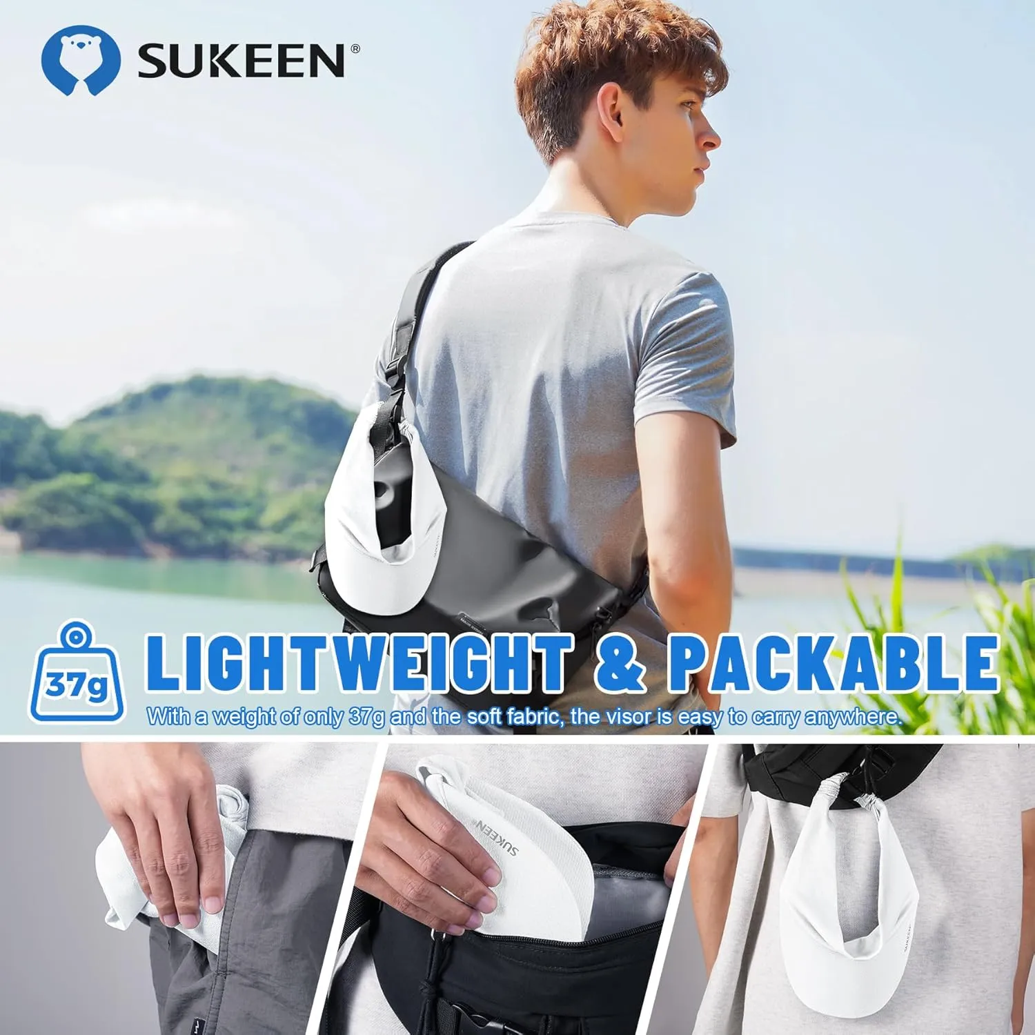 Sukeen Cooling Stretchy Visor Free Size Cool Hat with UV Protection Brim Peak Vizor for Golf, Tennis, Cycling, Running