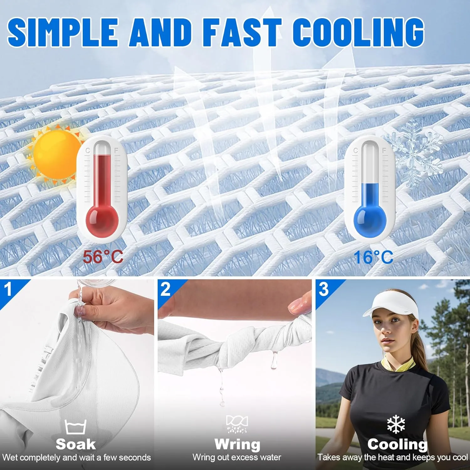 Sukeen Cooling Stretchy Visor Free Size Cool Hat with UV Protection Brim Peak Vizor for Golf, Tennis, Cycling, Running