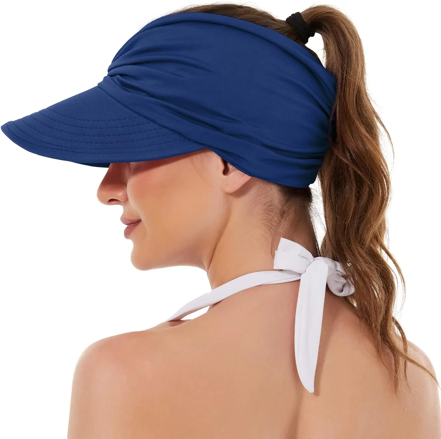 Sun Hats for Women UV Protection Sun Visor Wide Brim Summer Hats with Ponytail