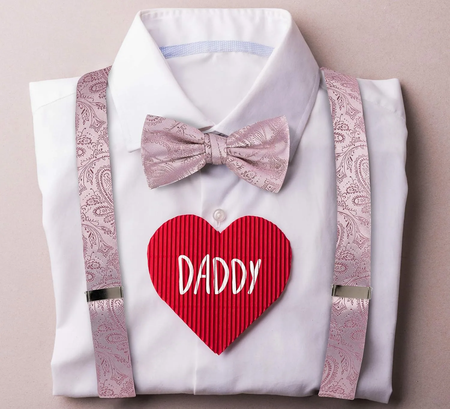 TIE G Paisley Suspender, Bow Tie, Pocket Square Set for Men's Tuxedo Suspenders : Adjustable Braces, Strong Enhanced 6 Clips