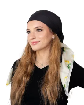 Tie Ur Knot Black with Lemon Border Square Scarf