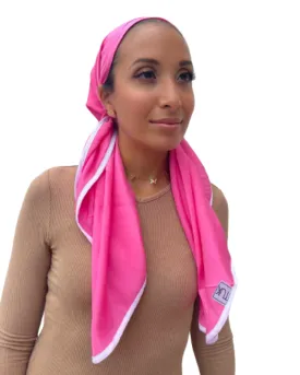Tie Ur Knot Dri Fit Pink/White Border Untied Scarf with Non Slip Grip