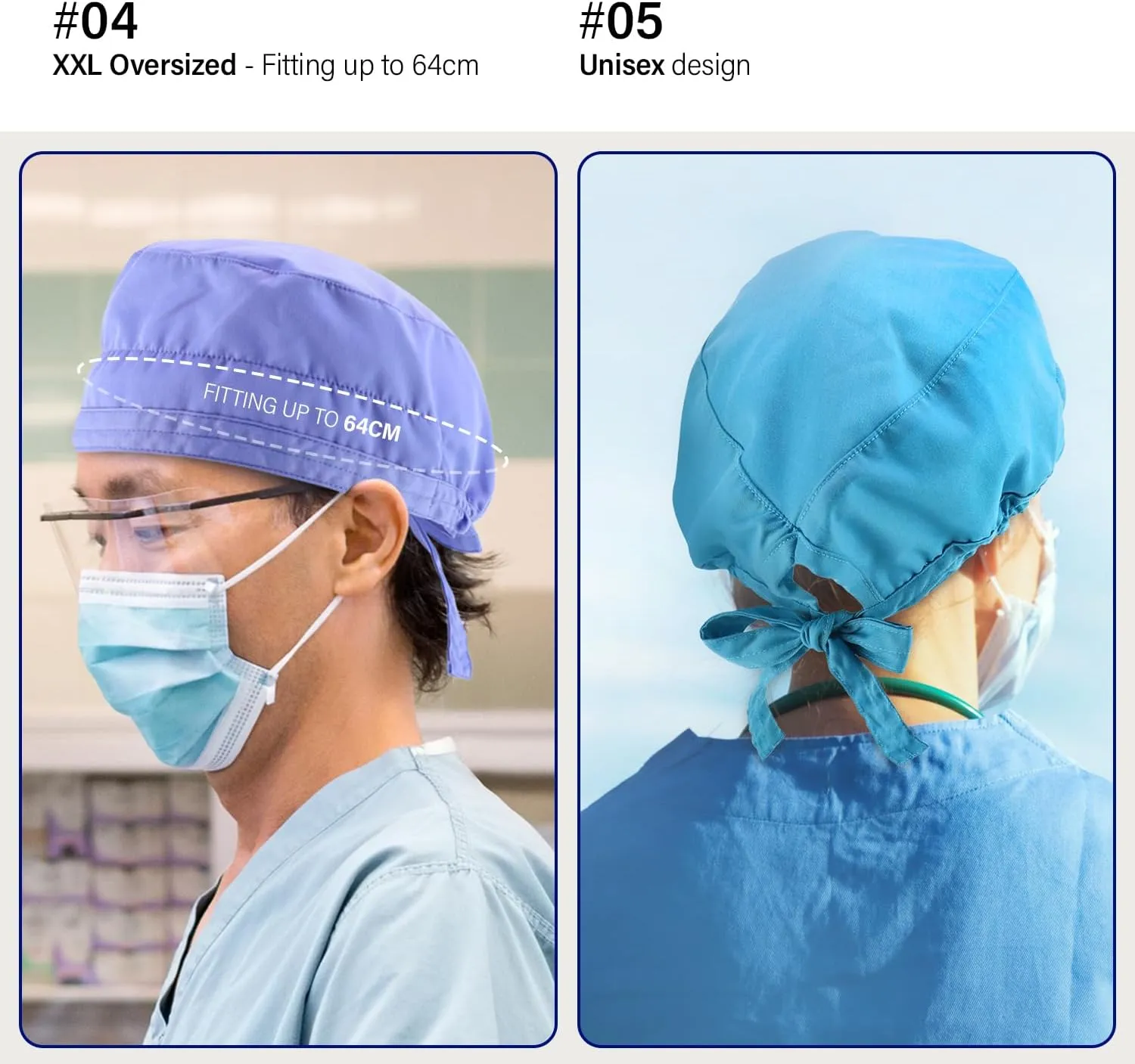 Trendy Apparel Shop XXL Oversized Working Scrub Cap with Sweatband and Elastic Tie Back