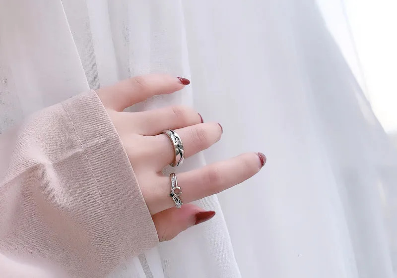 Two Tone Matching Adjustable Rings for Couples