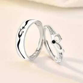 Two Tone Matching Adjustable Rings for Couples