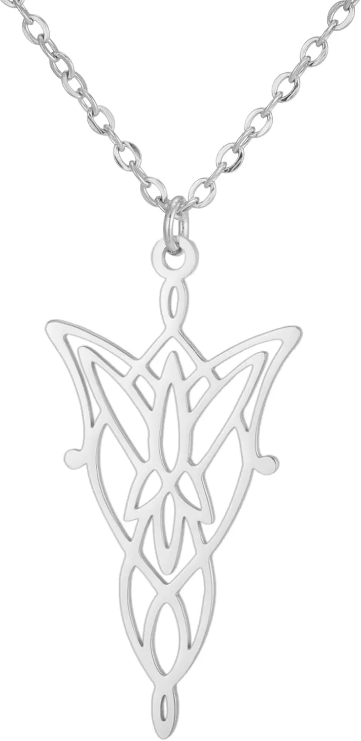 UNIFT Elf Princess Twilight Star Necklace for Women Men Stainless Steel Elven Leaf Aragorn Arwen Evenstar Pendant Necklace Jewelry Valentine's Day Gifts