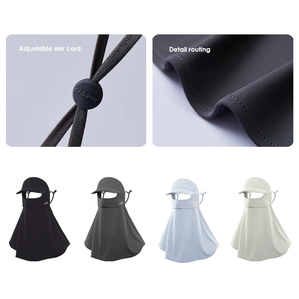 Unisex Sunscreen Mask with Brim Ice Silk UPF50  Face Cover