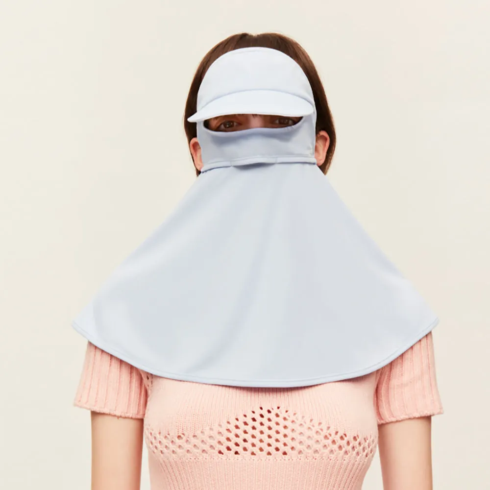 Unisex Sunscreen Mask with Brim Ice Silk UPF50  Face Cover